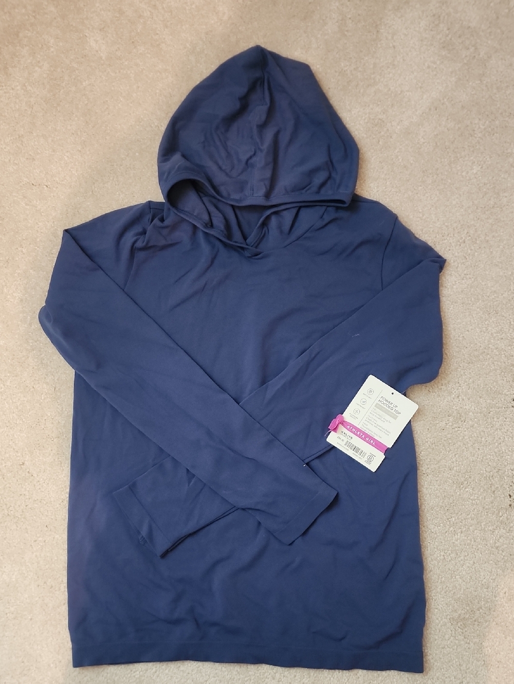 ATHLETA GIRL Navy Power Up Hooded Top